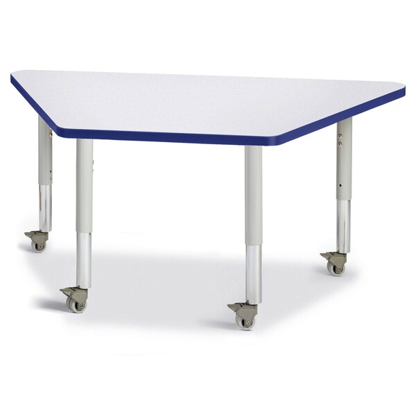 Jonti-Craft Berries Trapezoid Activity Tables, 24 in. x 48 in., Mobile, Freckled Gray/Blue/Gray 6438JCM003 - main